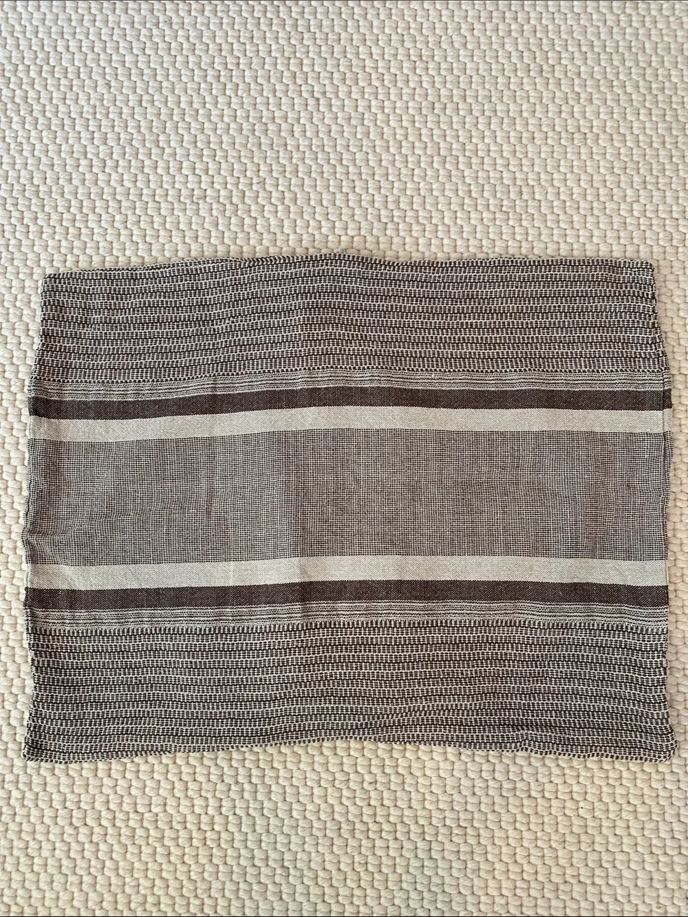 Pine Cone Hill Morocco Linen Brown and Cream Striped Throw Pillow Cover